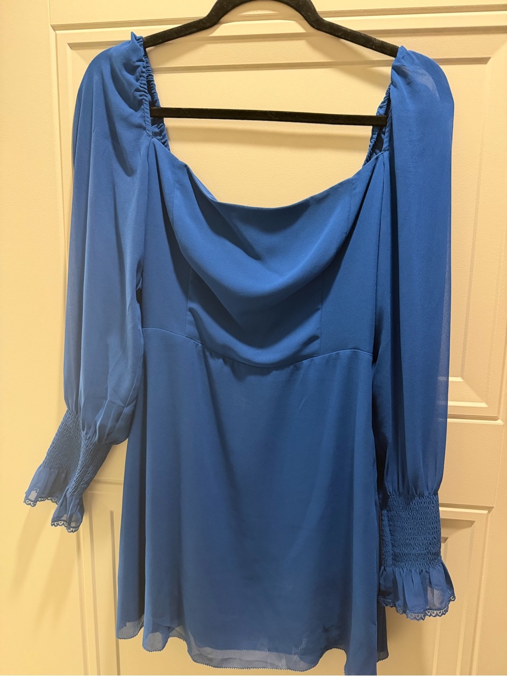 Wilfred Cowl Neck Long Sleeve Royal Blue Mini Dress